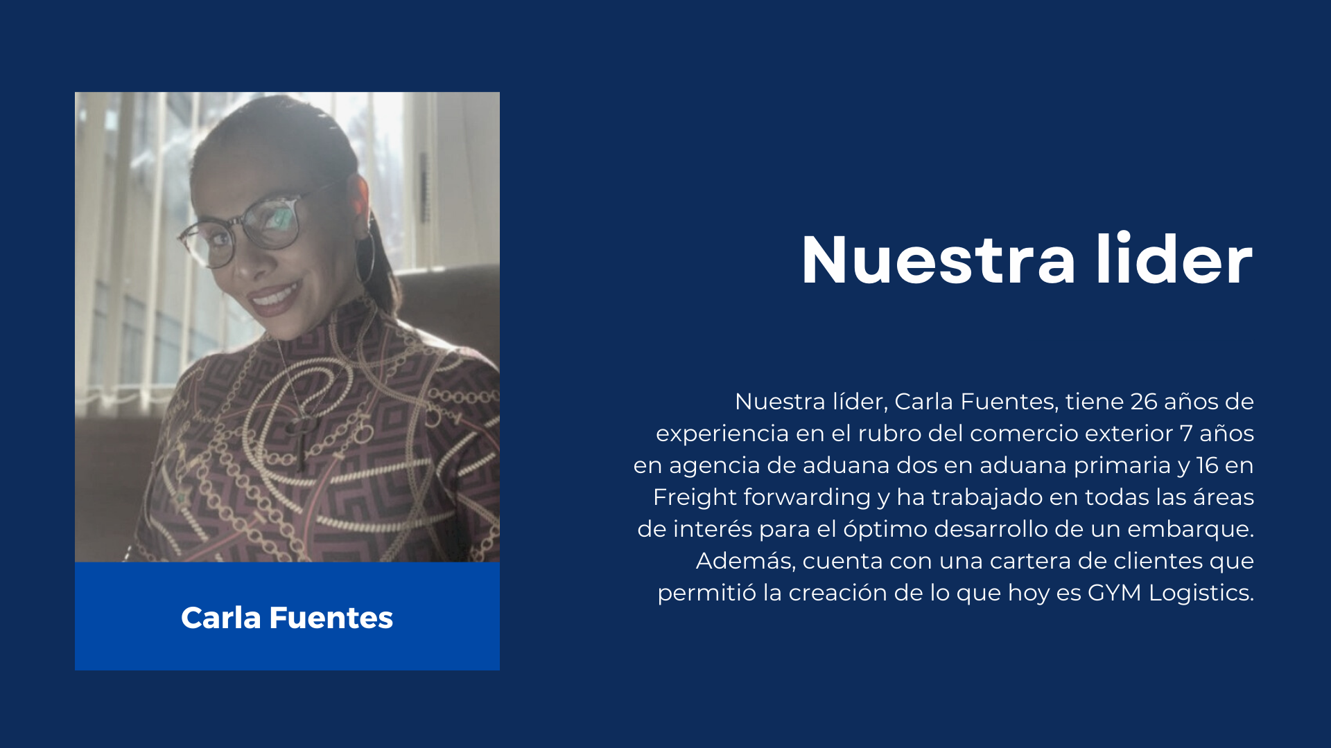Carla Fuentes Cid - Lider GYM Logistics